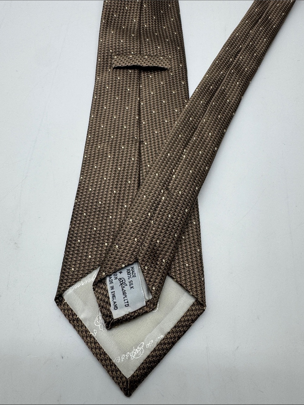 Brown Textured Silk Tie with Subtle Dot Pattern #0048